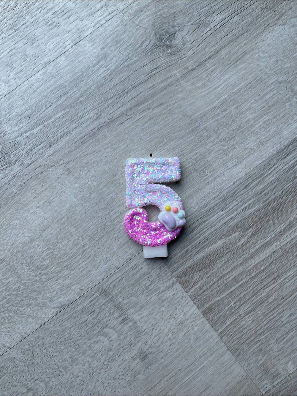 Kitty Paw Print Sparkle 5 Candle